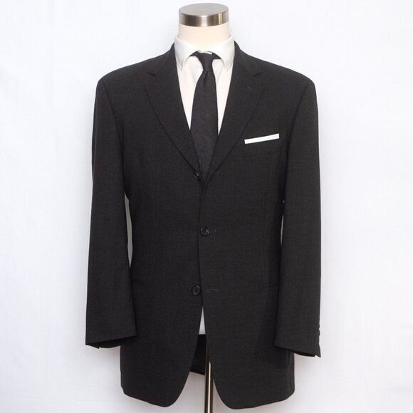 Hugo Boss 40R Black Sport Coat Blazer Jacket Plaid 3B Wool D060389 - Picture 1 of 11